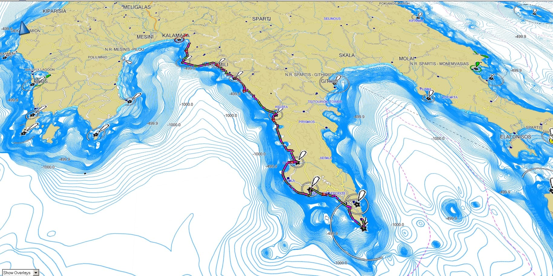 mani 6 day seakayak tour map