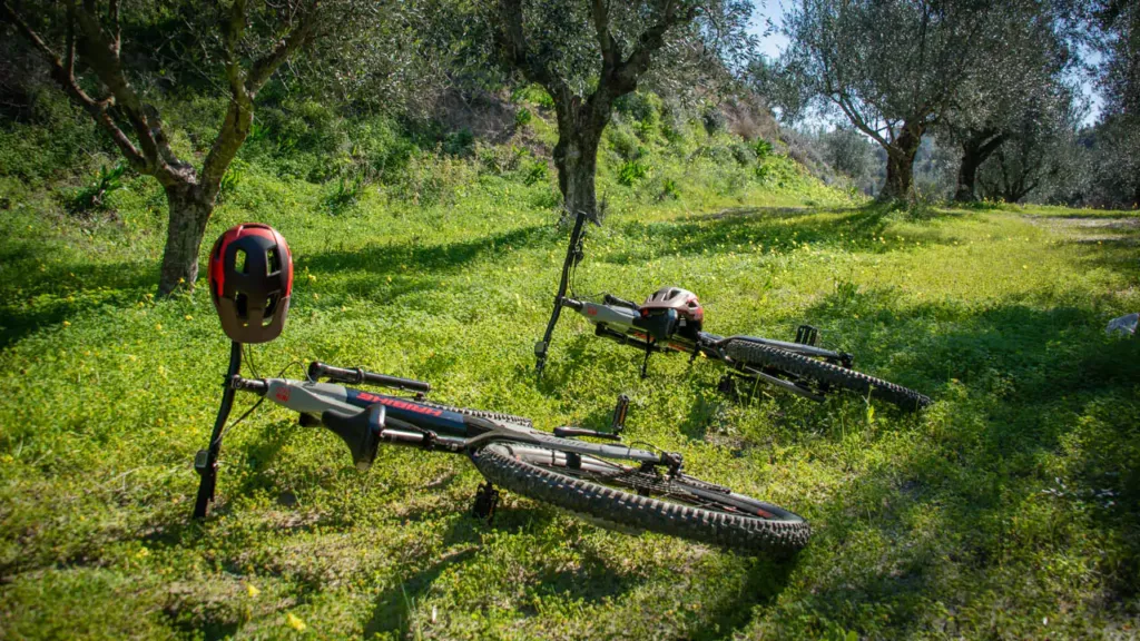 explore messinia two bikes laying down at an olive grove 87938 67c0786c7f304